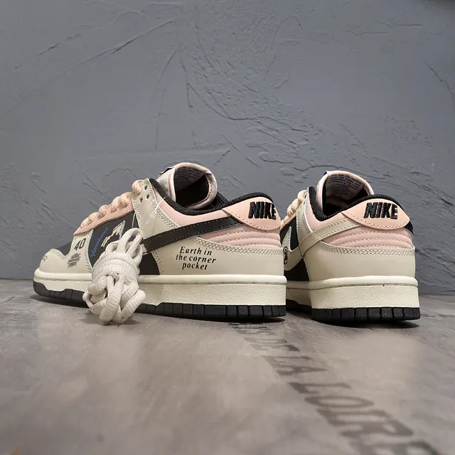 Nike Dunk Low Patchwork Collage Beige Black Pink Lifestyle Sneakers 3