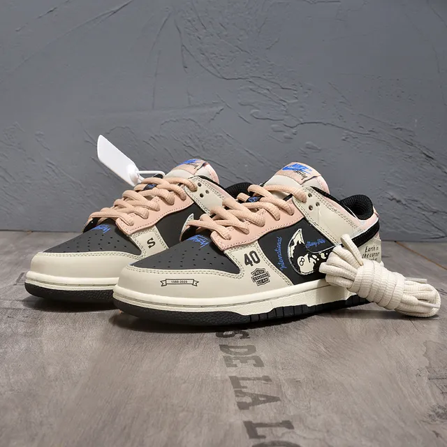 Nike Dunk Low Patchwork Collage Beige Black Pink Lifestyle Sneakers 4