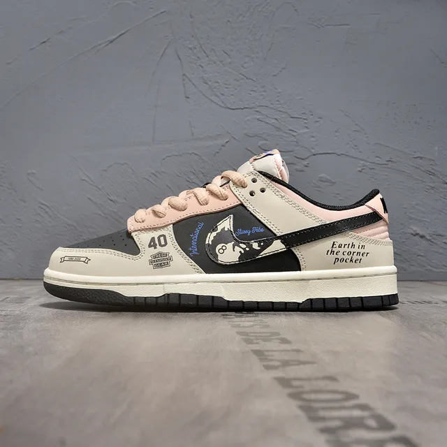 Nike Dunk Low Patchwork Collage Beige Black Pink Lifestyle Sneakers 7