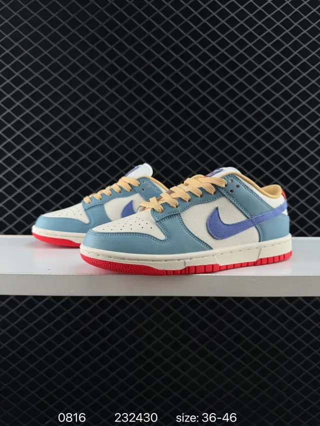 Nike Dunk Low Retro Blue Red Multi-Panel Lifestyle Sneakers 2