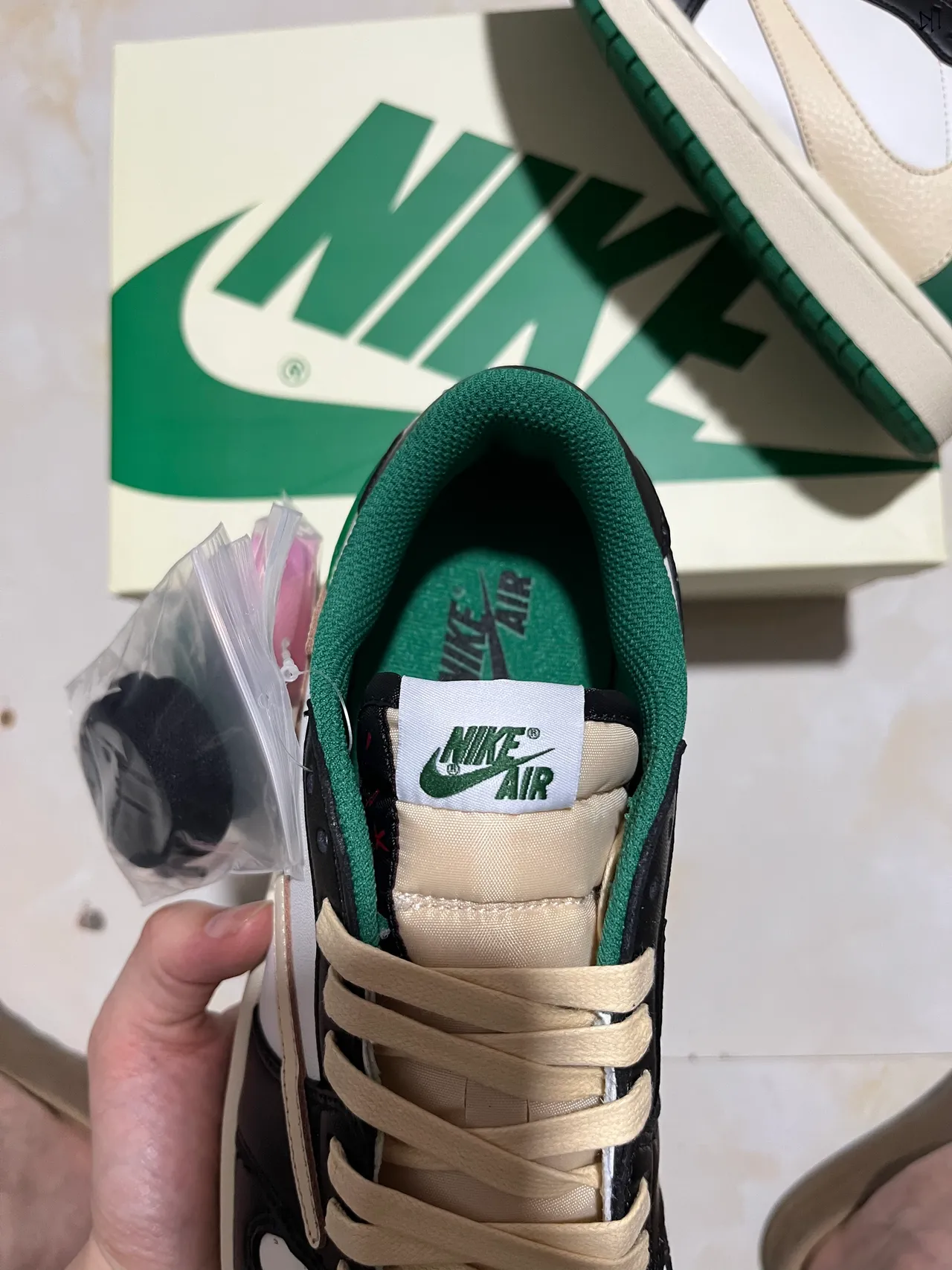 Nike Dunk Low White Black Green Cream Lifestyle Sneakers 4