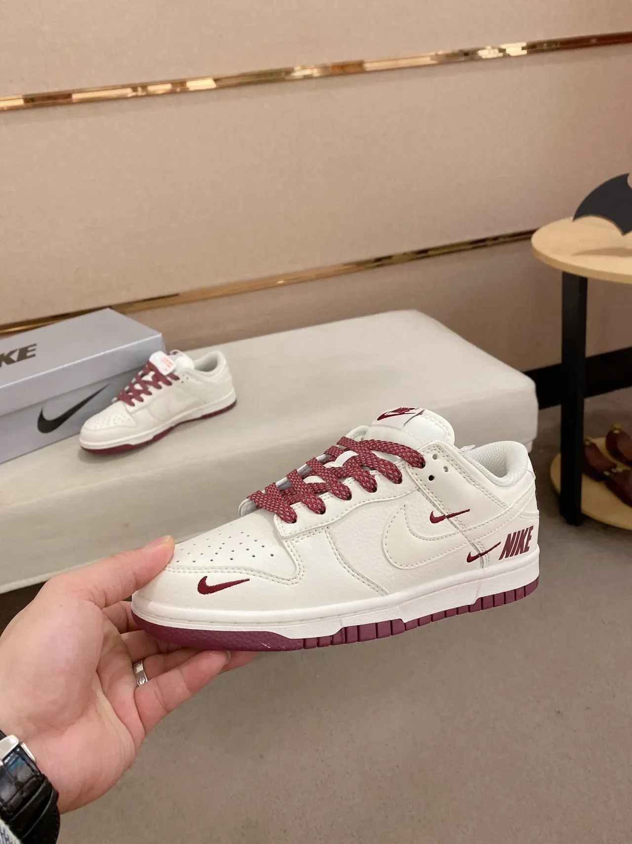 Nike Dunk Low White Maroon Lifestyle Sneakers 3