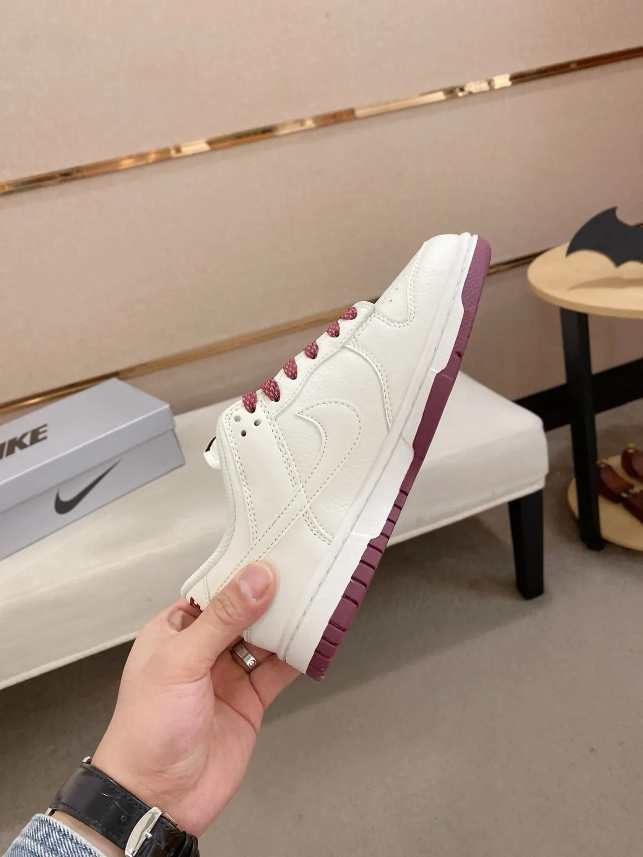 Nike Dunk Low White Maroon Lifestyle Sneakers 5