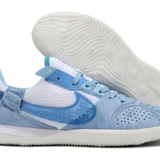 Nike Gato Blue White Low-Top Suede-Mesh Hybrid Upper Indoor Soccer Shoes
