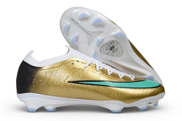 Nike Gold Blue Metallic Upper Turquoise Swoosh Accent Firm-Ground Soccer Shoes 4