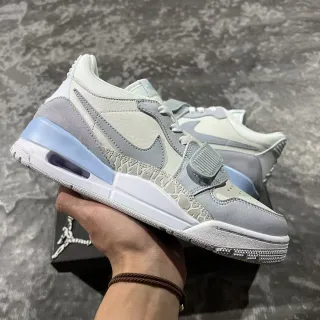 Nike Gray Blue Low-Top Layered Synthetic And Suede Lifestyle Sneakers