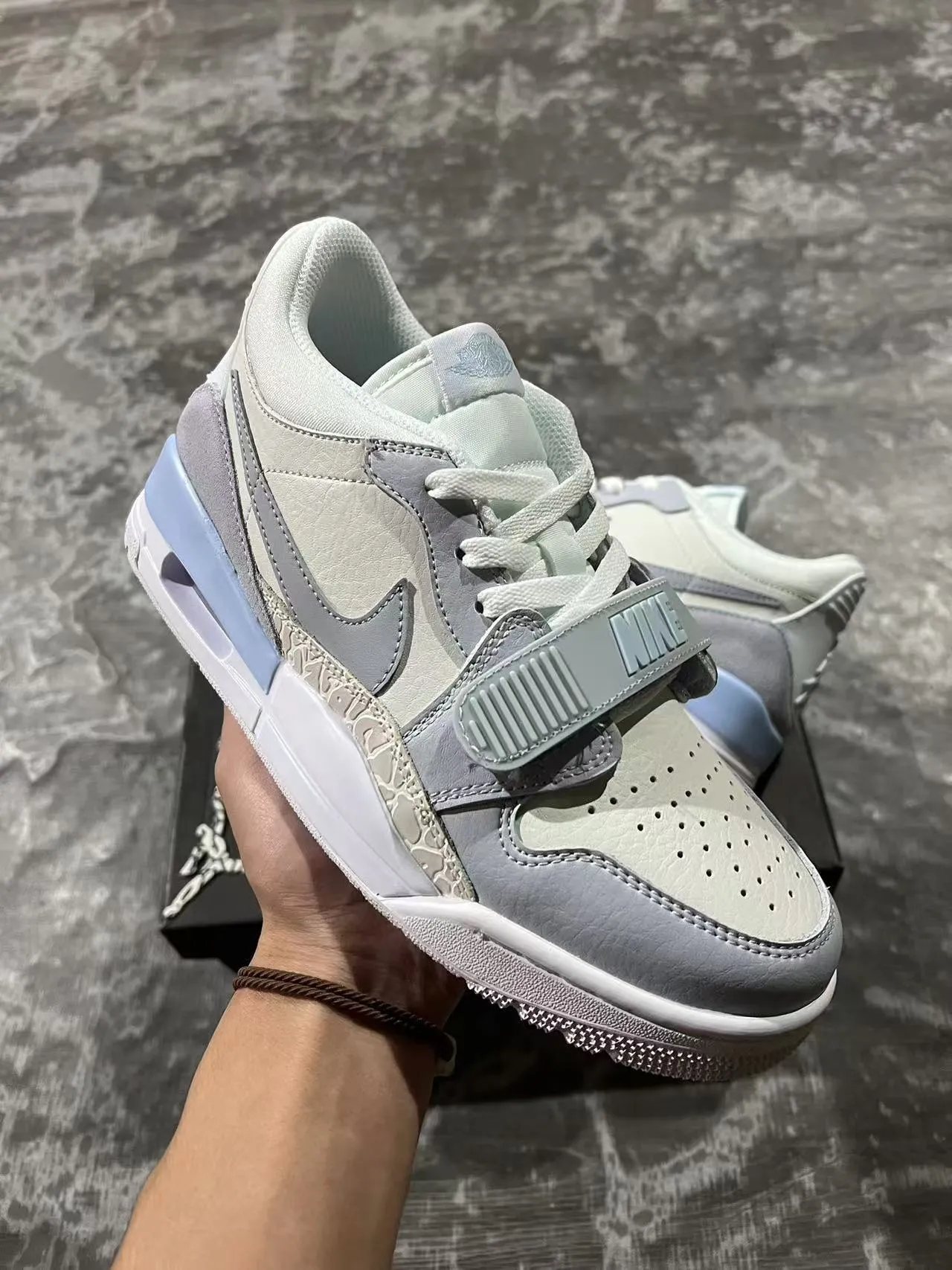 Nike Gray Blue Low-Top Layered Synthetic And Suede Lifestyle Sneakers 2