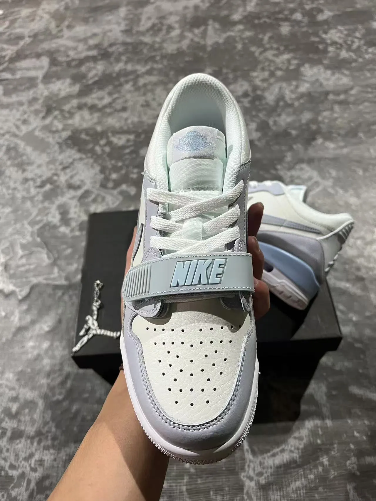 Nike Gray Blue Low-Top Layered Synthetic And Suede Lifestyle Sneakers 3