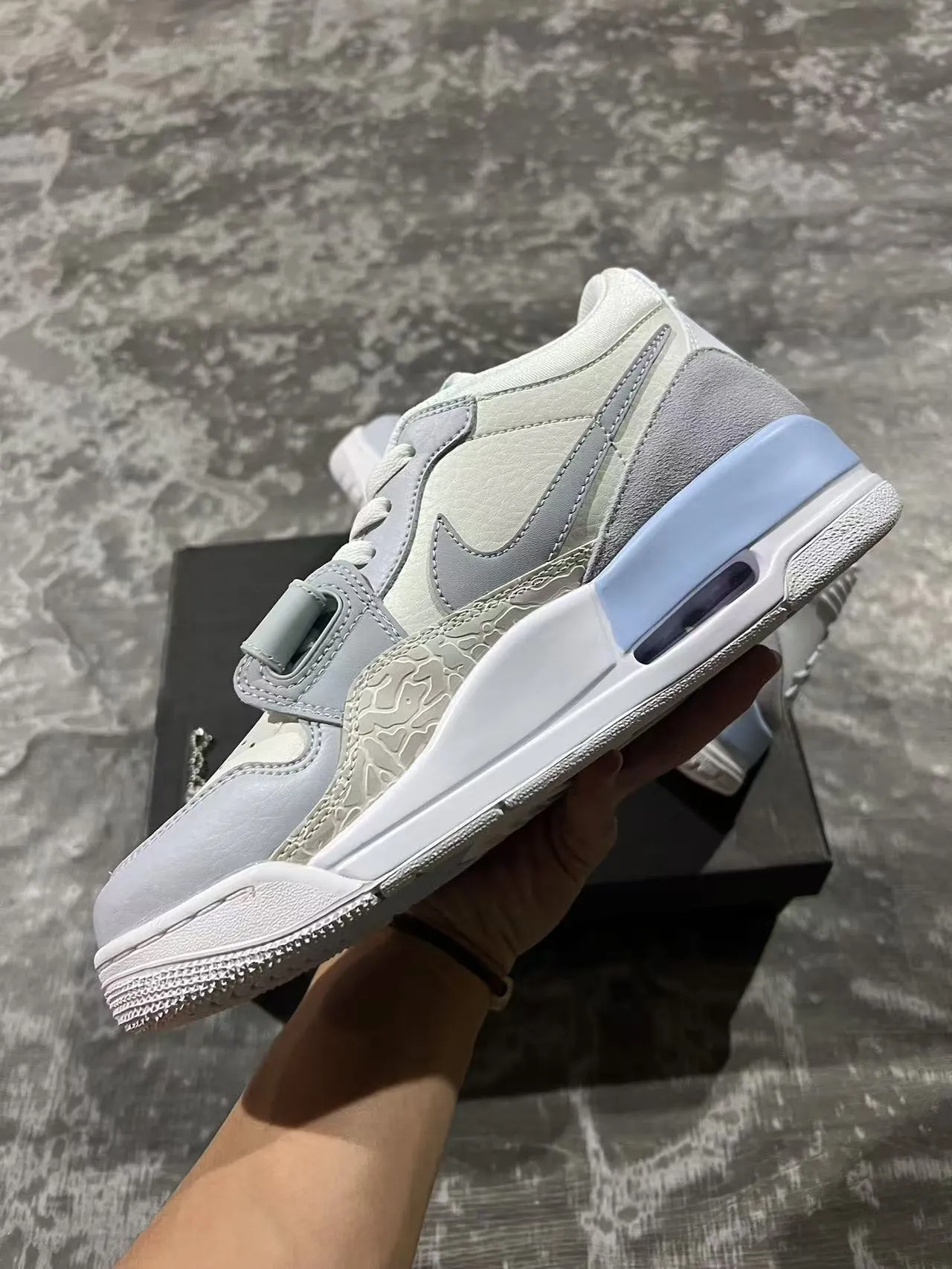 Nike Gray Blue Low-Top Layered Synthetic And Suede Lifestyle Sneakers 5