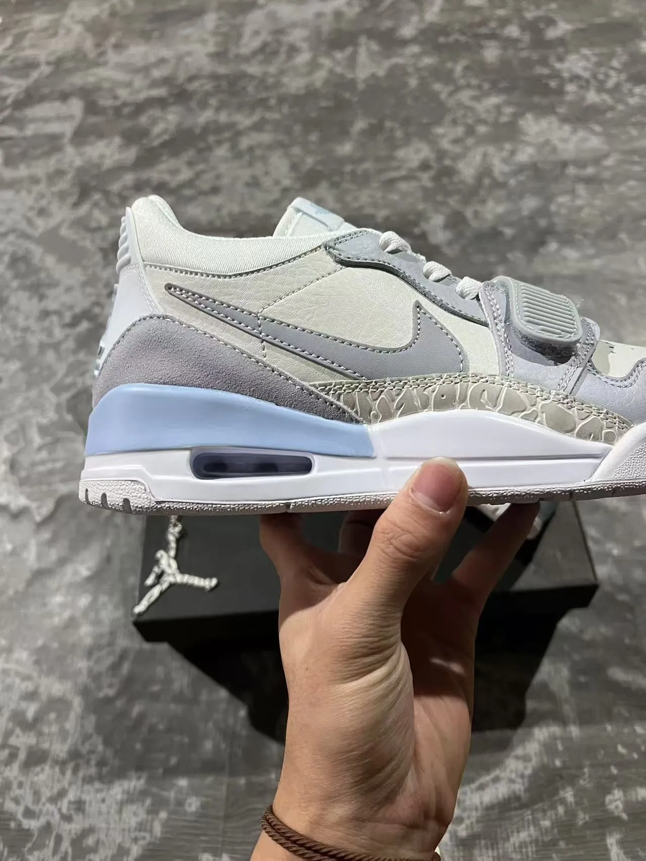 Nike Gray Blue Low-Top Layered Synthetic And Suede Lifestyle Sneakers 7