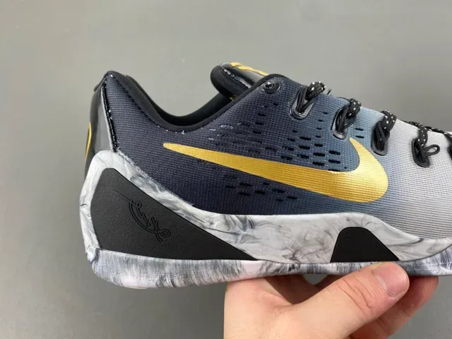Nike Gray Gold Low-Top Perforated Mesh Upper Basketball Shoes 3