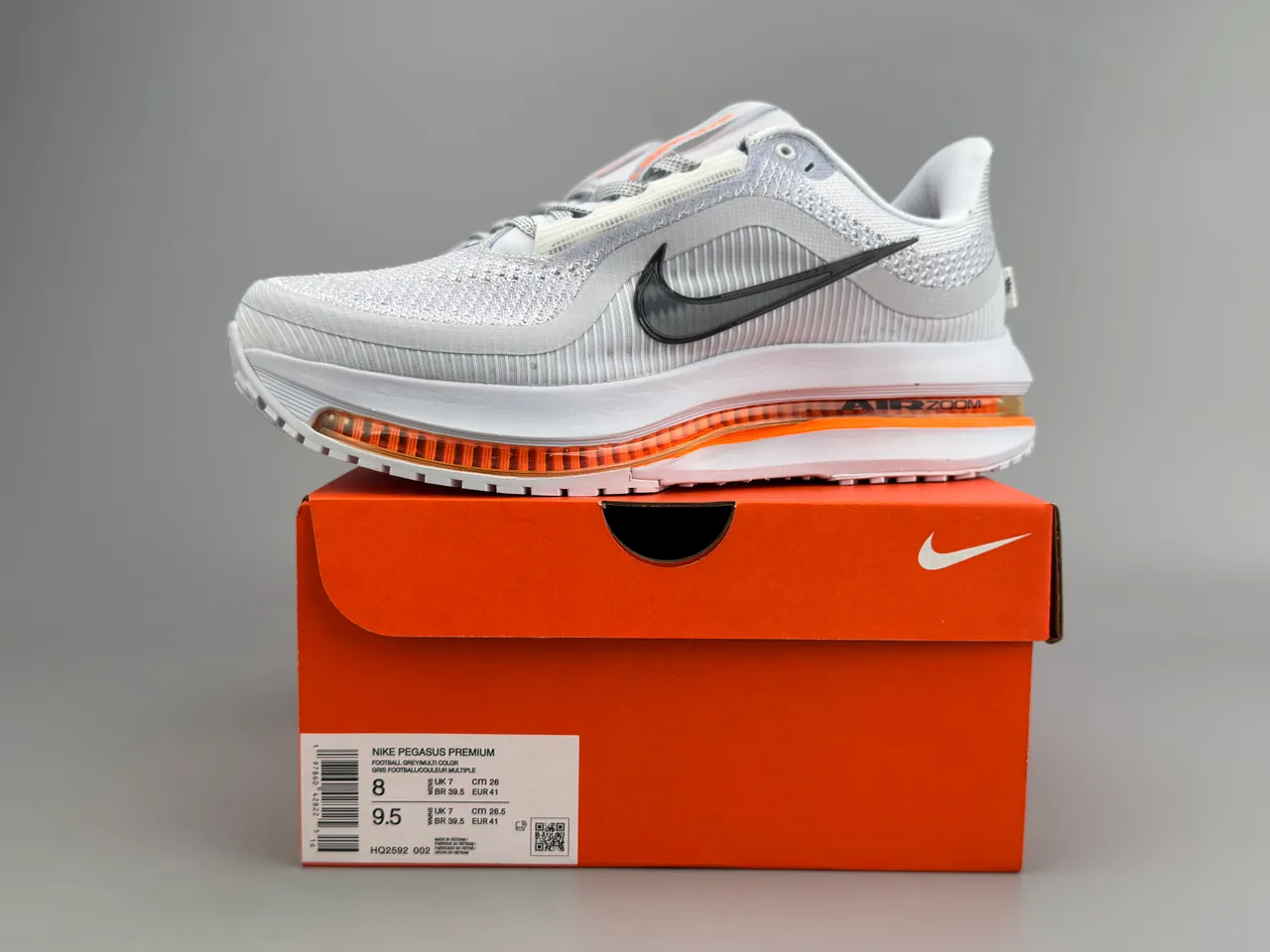 Nike Gray Orange Knit Mesh Upper Full-Length Visible Air Zoom Unit Running Shoes 2