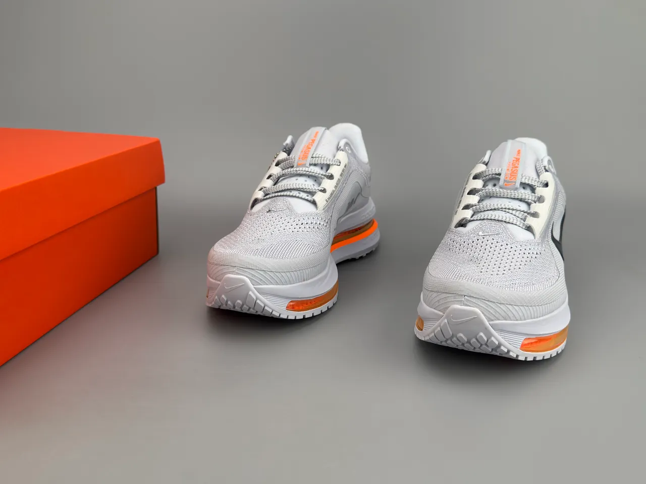 Nike Gray Orange Knit Mesh Upper Full-Length Visible Air Zoom Unit Running Shoes 3