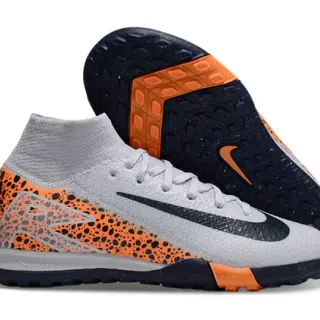 Nike 灰橙 袜式领 斑点侧面板 室内足球鞋