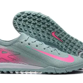 Nike Gray Pink Knit Upper Asymmetrical Lacing Turf Soccer Shoes