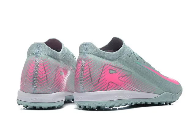 Nike Sapatos de futebol turf cinza rosa upper knit atacadores assimétricos 2