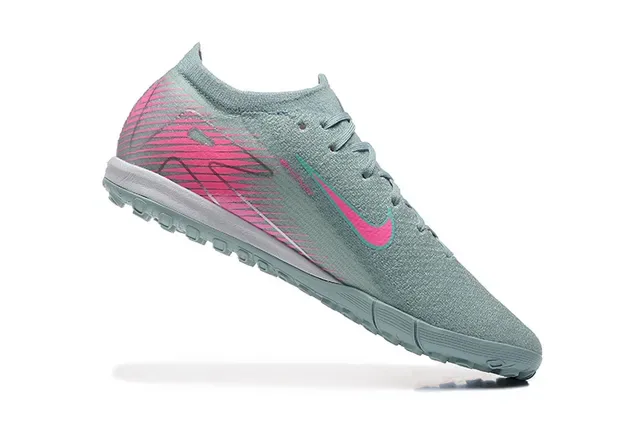 Nike Sapatos de futebol turf cinza rosa upper knit atacadores assimétricos 4