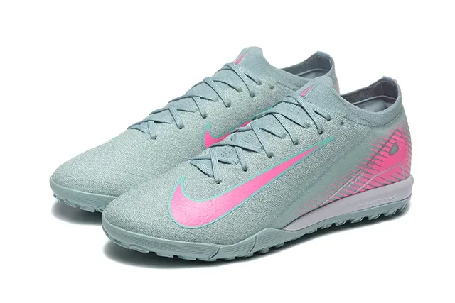 Nike Sapatos de futebol turf cinza rosa upper knit atacadores assimétricos 8