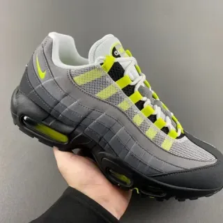 Nike Gray Yellow Quilted Synthetic Overlays Visible Air Cushioning Units Lifestyle Sneakers