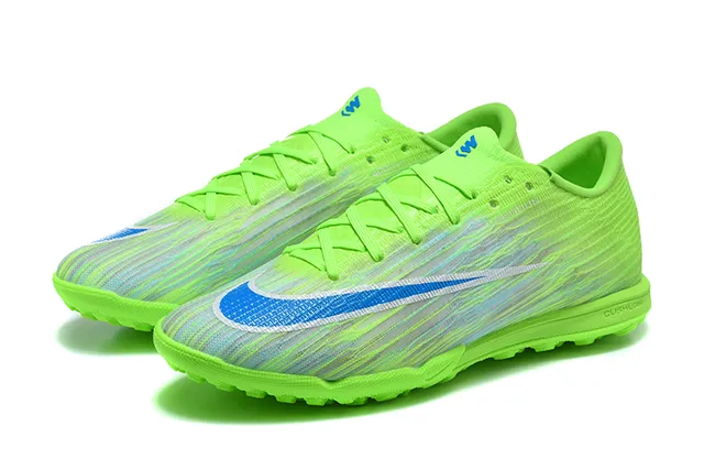 Nike Green Blue Low-Cut Synthetic Knit Upper Turf Soccer Shoes 8