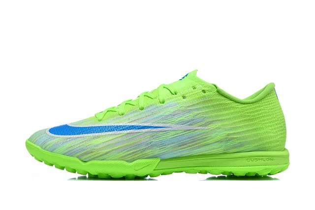 Nike Green Blue Low-Cut Synthetic Knit Upper Turf Soccer Shoes 10
