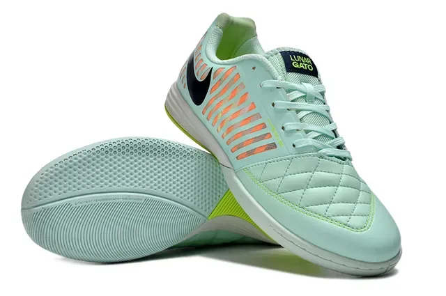 Nike Vert Orange Embout matelassé Cage latérale perforée Chaussures de football indoor 4