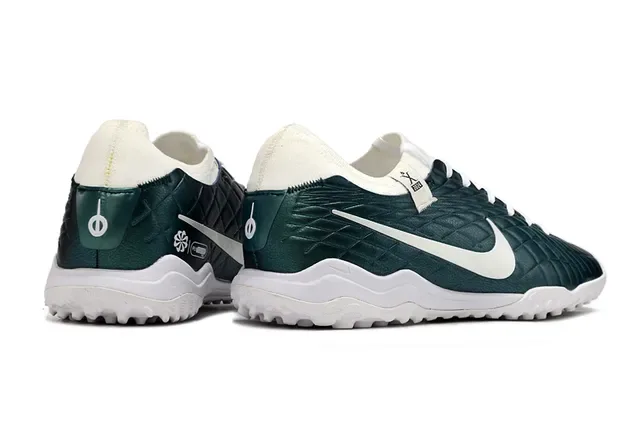 Nike Sapatos de futebol turf verde e branco couro acolchado silhueta baixa 5