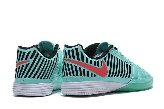 Nike Hypervenom Indoor Chaussures de football indoor vert et rouge orteil matelassé panneau latéral rayé noir 2