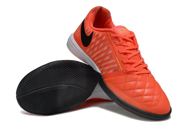 Nike Hypervenom Indoor Orange Black Quilted Toe Box Diagonal Synthetic Cage Overlay Indoor Soccer Shoes 4