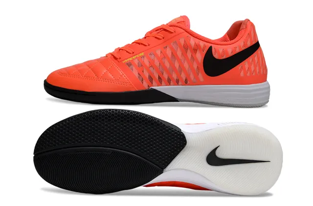 Nike Hypervenom Indoor Orange Black Quilted Toe Box Diagonal Synthetic Cage Overlay Indoor Soccer Shoes 7