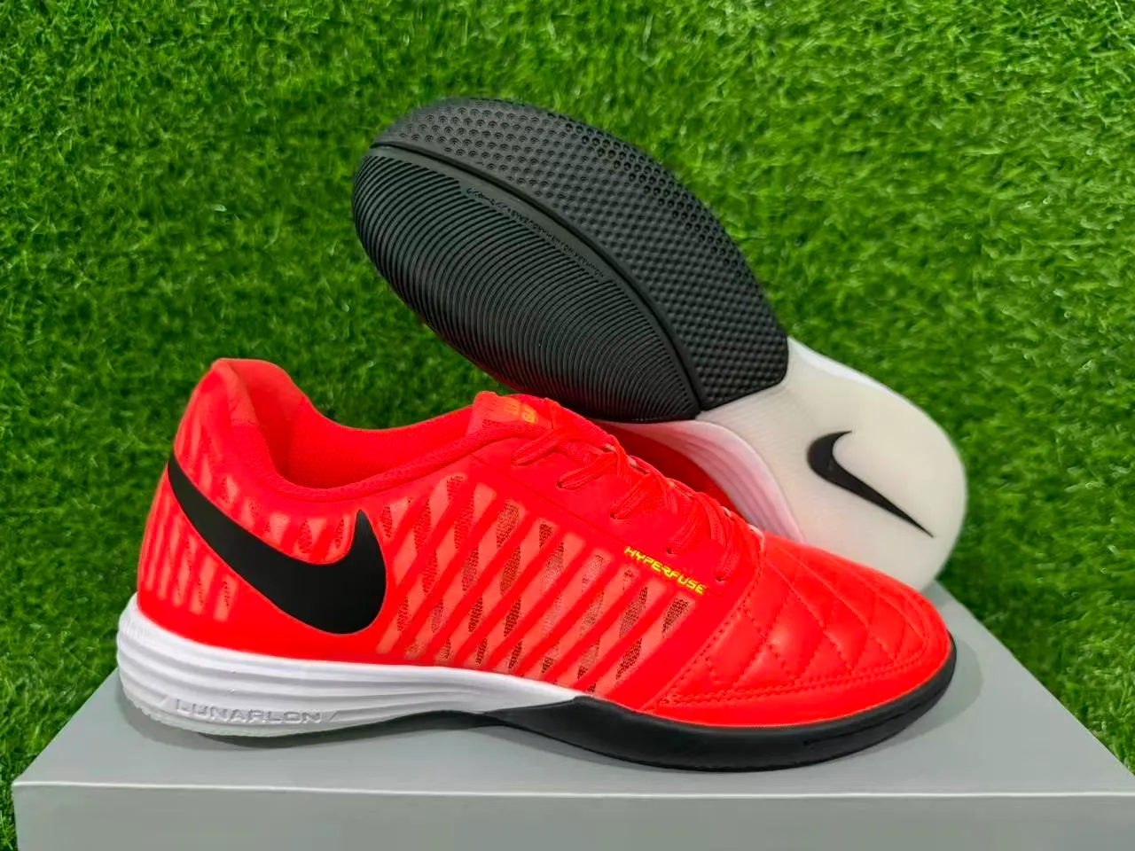 Nike Hypervenom Indoor Orange Black Quilted Toe Box Diagonal Synthetic Cage Overlay Indoor Soccer Shoes 16