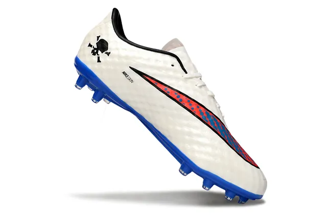 Nike Hypervenom White Blue Low-Cut Lace-Up Textured Synthetic Upper Firm-Ground Soccer Shoes 2