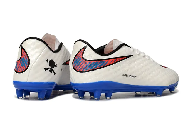 Nike Hypervenom White Blue Low-Cut Lace-Up Textured Synthetic Upper Firm-Ground Soccer Shoes 5