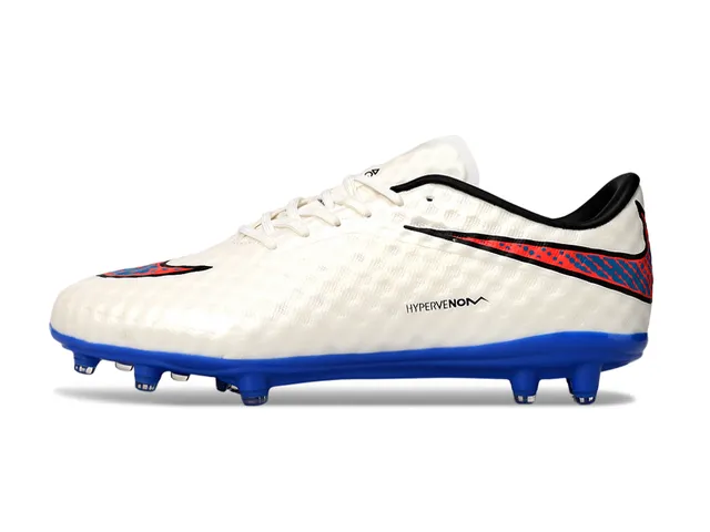 Nike Hypervenom White Blue Low-Cut Lace-Up Textured Synthetic Upper Firm-Ground Soccer Shoes 7