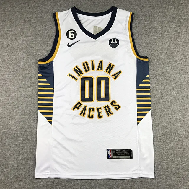 Nike Indiana Pacers #00 White Navy Gold Sleeveless V-Neck Jersey 2