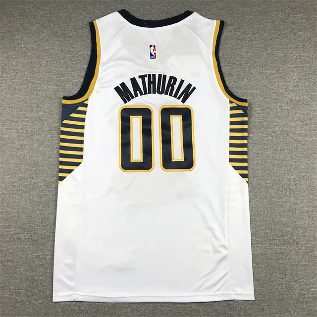 Nike Indiana Pacers #00 White Navy Gold Sleeveless V-Neck Jersey 3