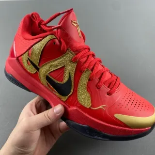 Nike Kobe Basketball Shoe Red and Gold Glitter Basketball Shoes
