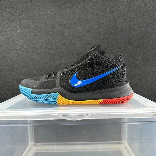 Nike Kyrie Black Blue Knit Upper Multi-Color Segmented Outsole Basketball Shoes 2