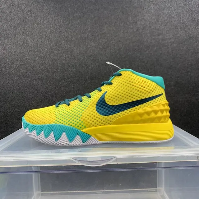Nike Kyrie Yellow Teal Perforated Mesh High-Top Basketball Shoes 2