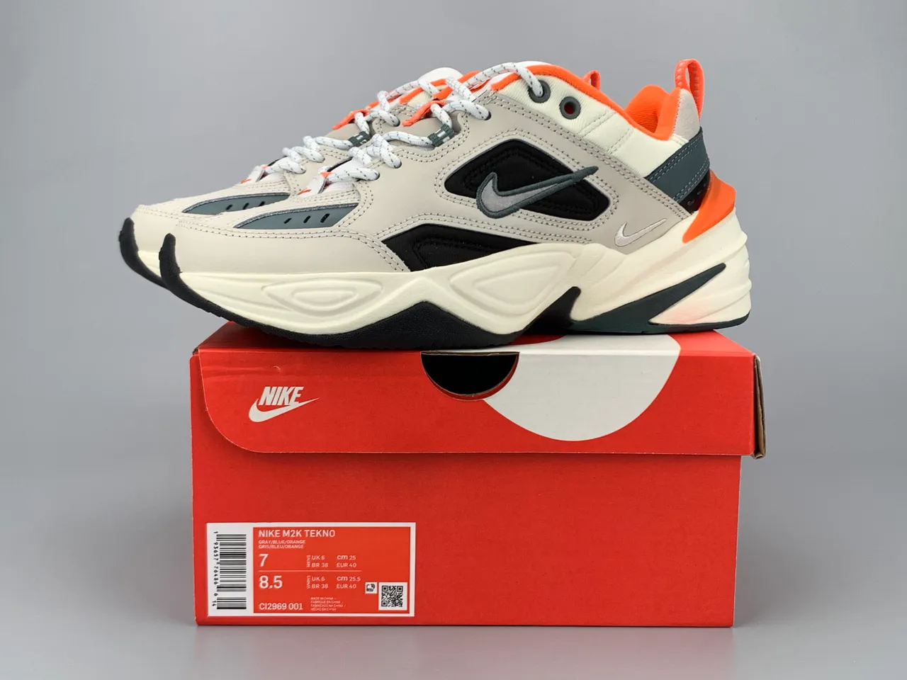 Nike M2K Tekno Beige Black Orange Chunky Sneakers 3