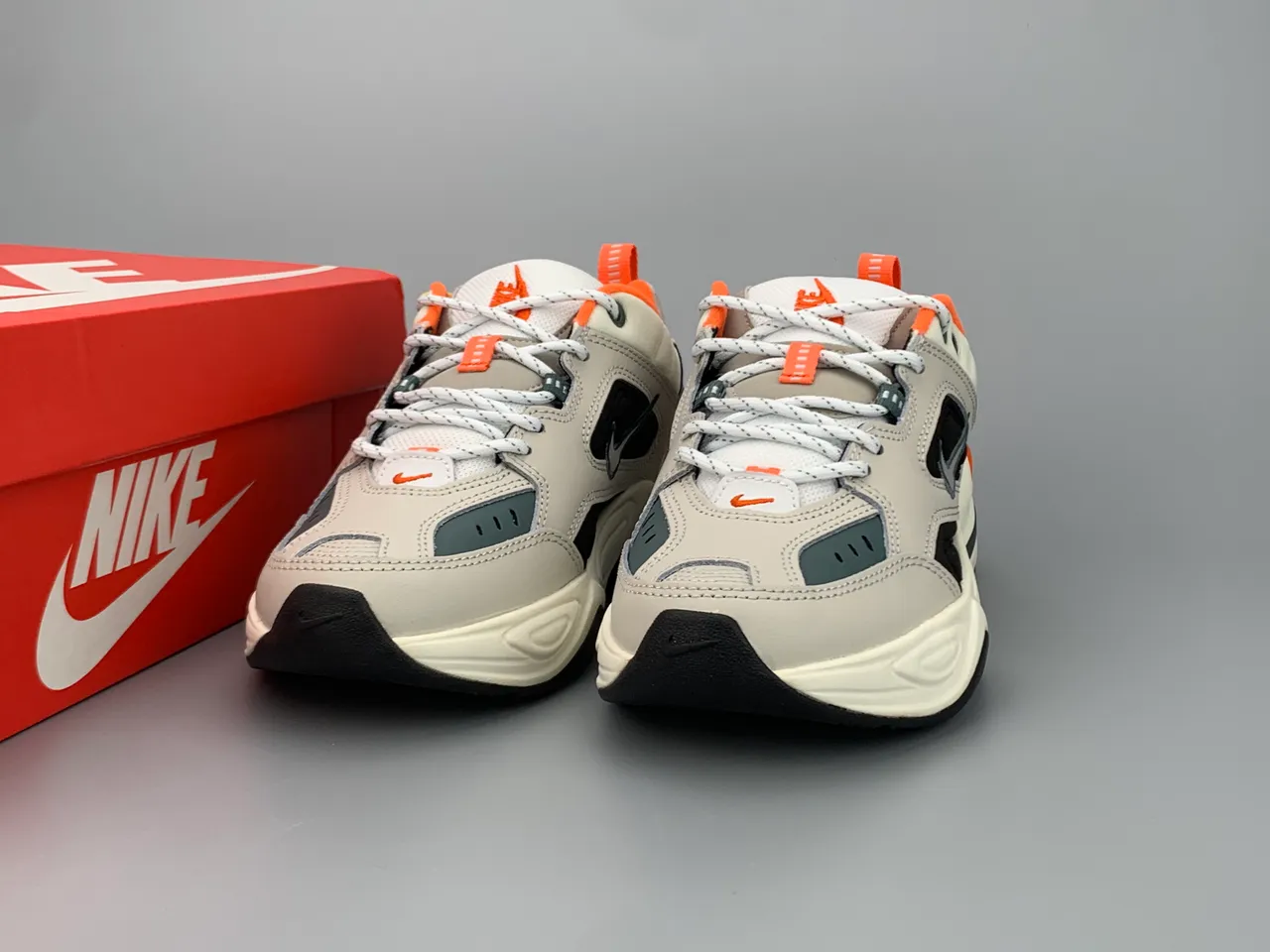 Nike M2K Tekno Beige Black Orange Chunky Sneakers 4