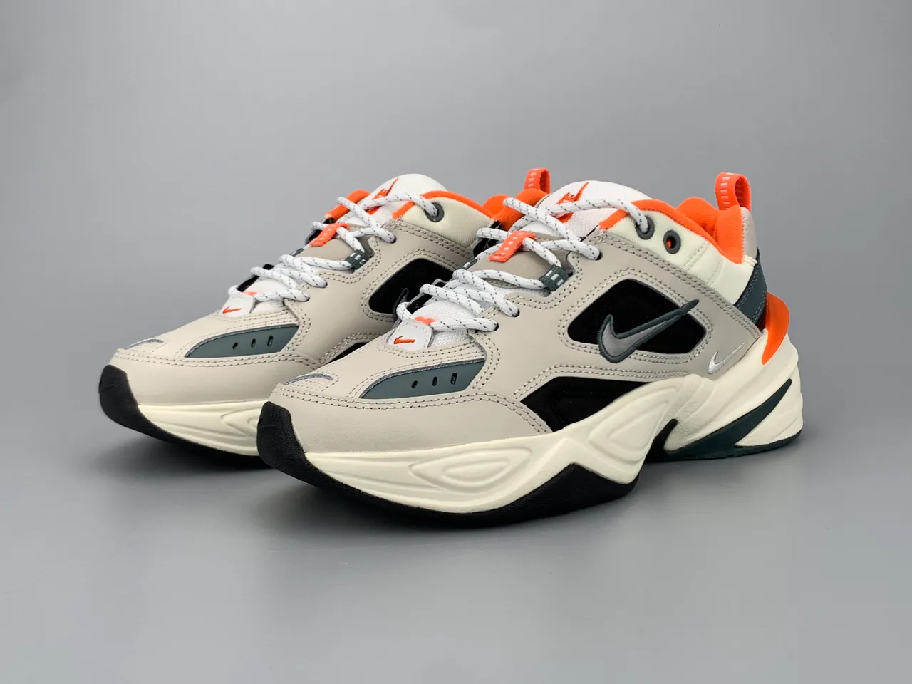 Nike M2K Tekno Beige Black Orange Chunky Sneakers 7