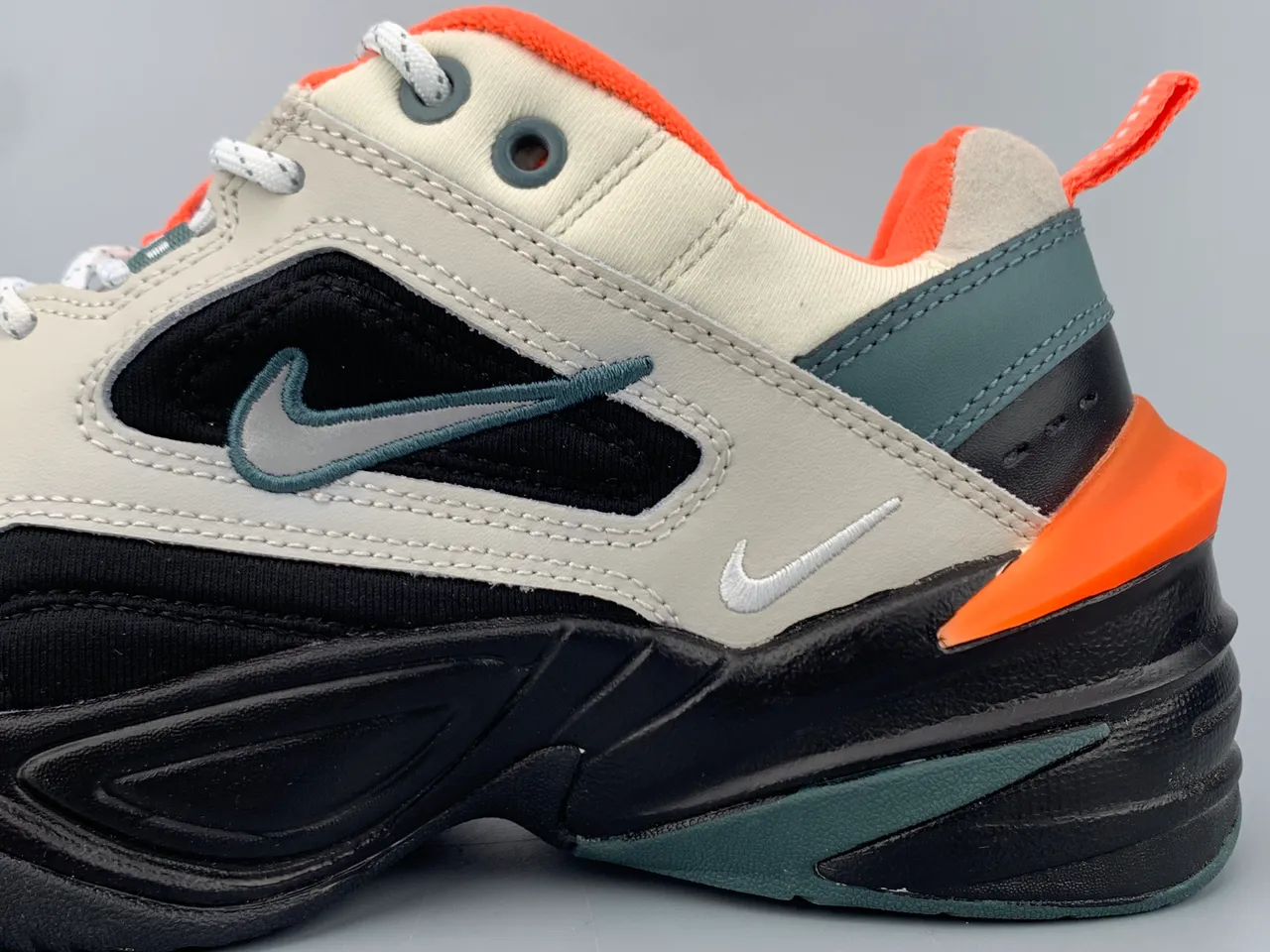 Nike M2K Tekno Off-White Black Orange Teal Lifestyle Sneakers 6