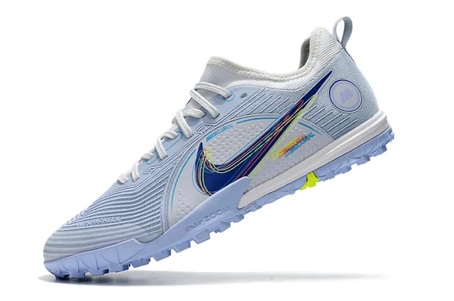 Nike Mercurial Chaussures de football avec empeigne en knit bleu orange motif en vague overlay synthétique pour pelouse artificielle 3