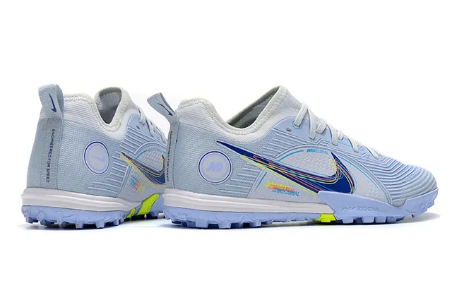 Nike Mercurial Chaussures de football avec empeigne en knit bleu orange motif en vague overlay synthétique pour pelouse artificielle 5