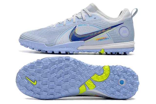 Nike Mercurial Chaussures de football avec empeigne en knit bleu orange motif en vague overlay synthétique pour pelouse artificielle 7