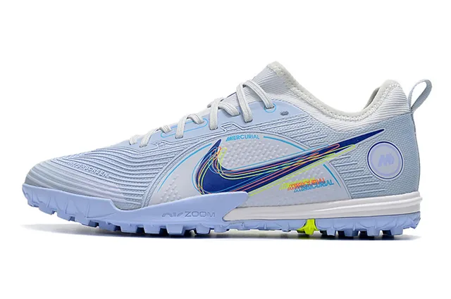Nike Mercurial Chaussures de football avec empeigne en knit bleu orange motif en vague overlay synthétique pour pelouse artificielle 8