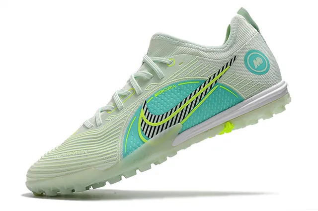 Nike Mercurial Chaussures de football avec empeigne en knit bleu orange motif en vague overlay synthétique pour pelouse artificielle 10