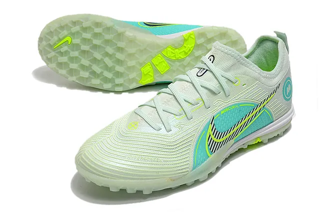 Nike Mercurial Chaussures de football avec empeigne en knit bleu orange motif en vague overlay synthétique pour pelouse artificielle 11