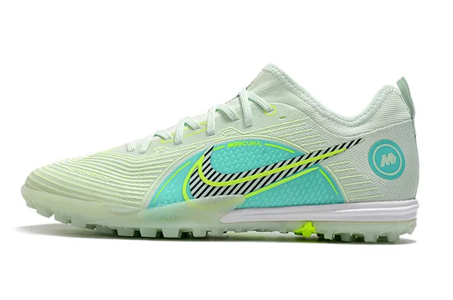 Nike Mercurial Chaussures de football avec empeigne en knit bleu orange motif en vague overlay synthétique pour pelouse artificielle 15